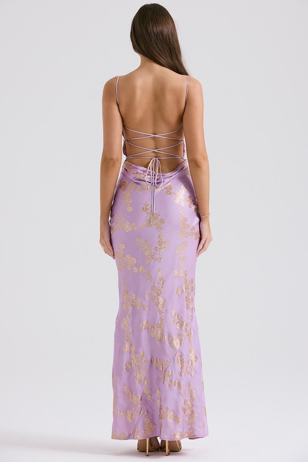 Capriana   orchid jacquard satin gown Product Image