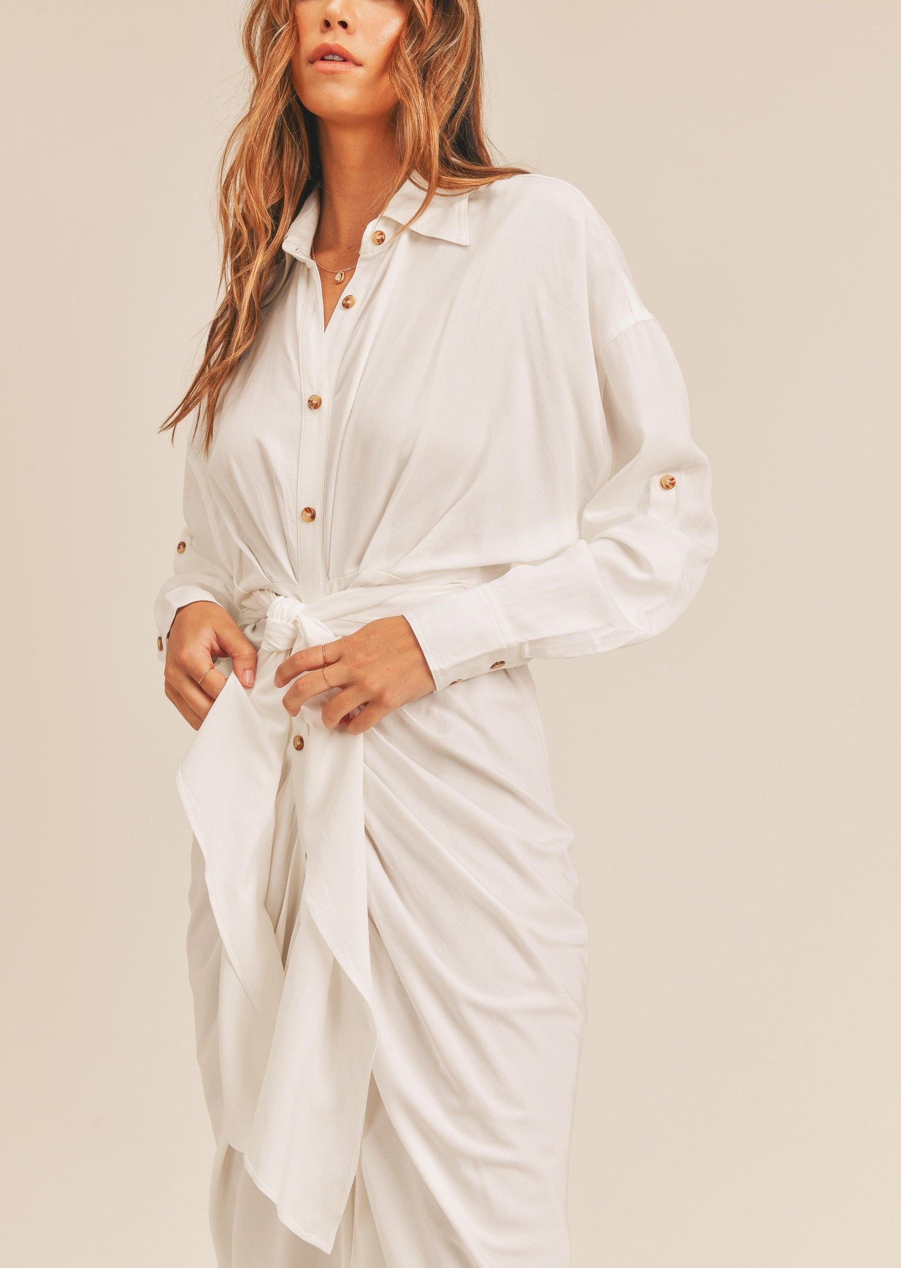 Elegant Shirt Midi Dress Product Image