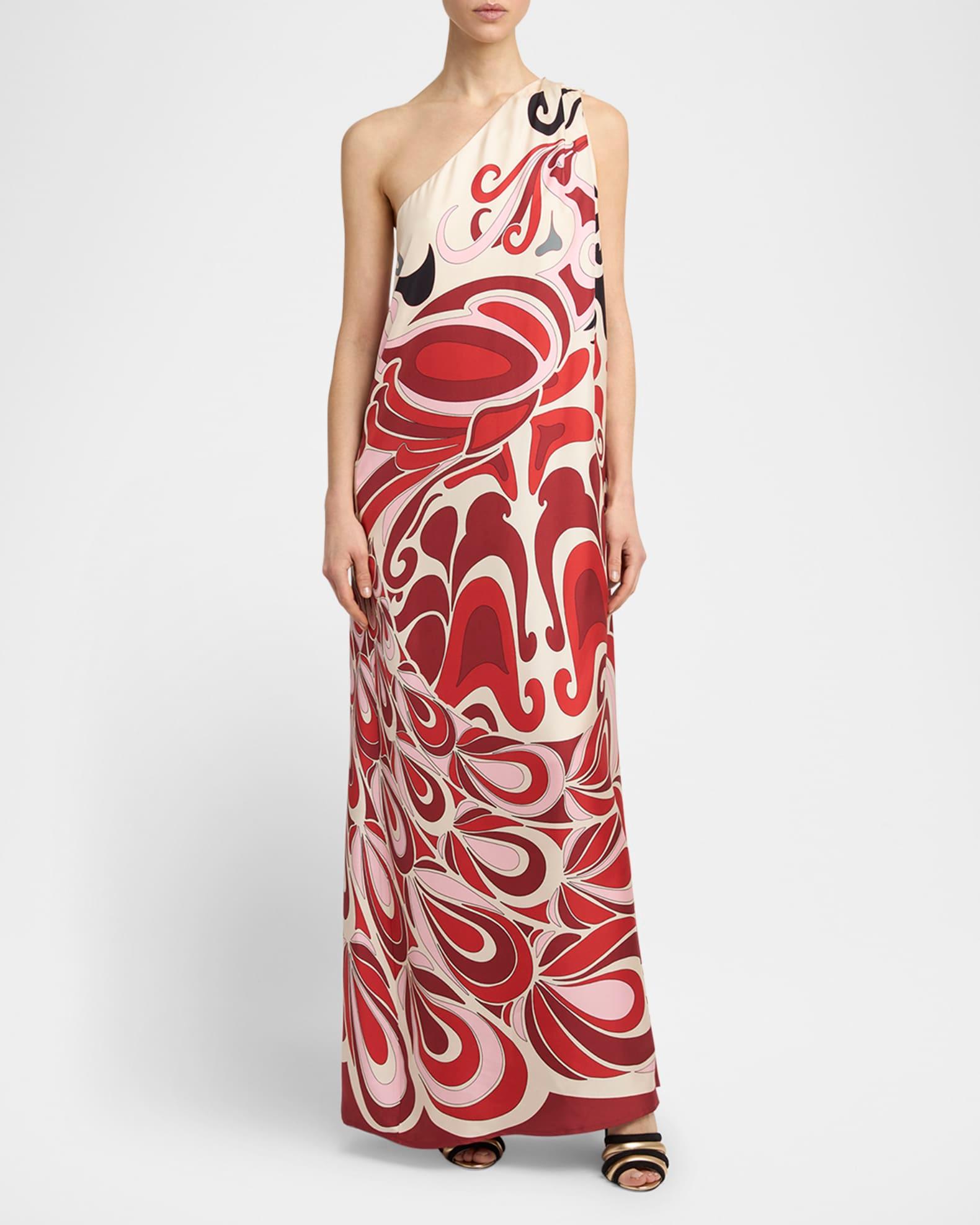 Roy Printed Silk One-Shoulder Maxi Dress Product Image