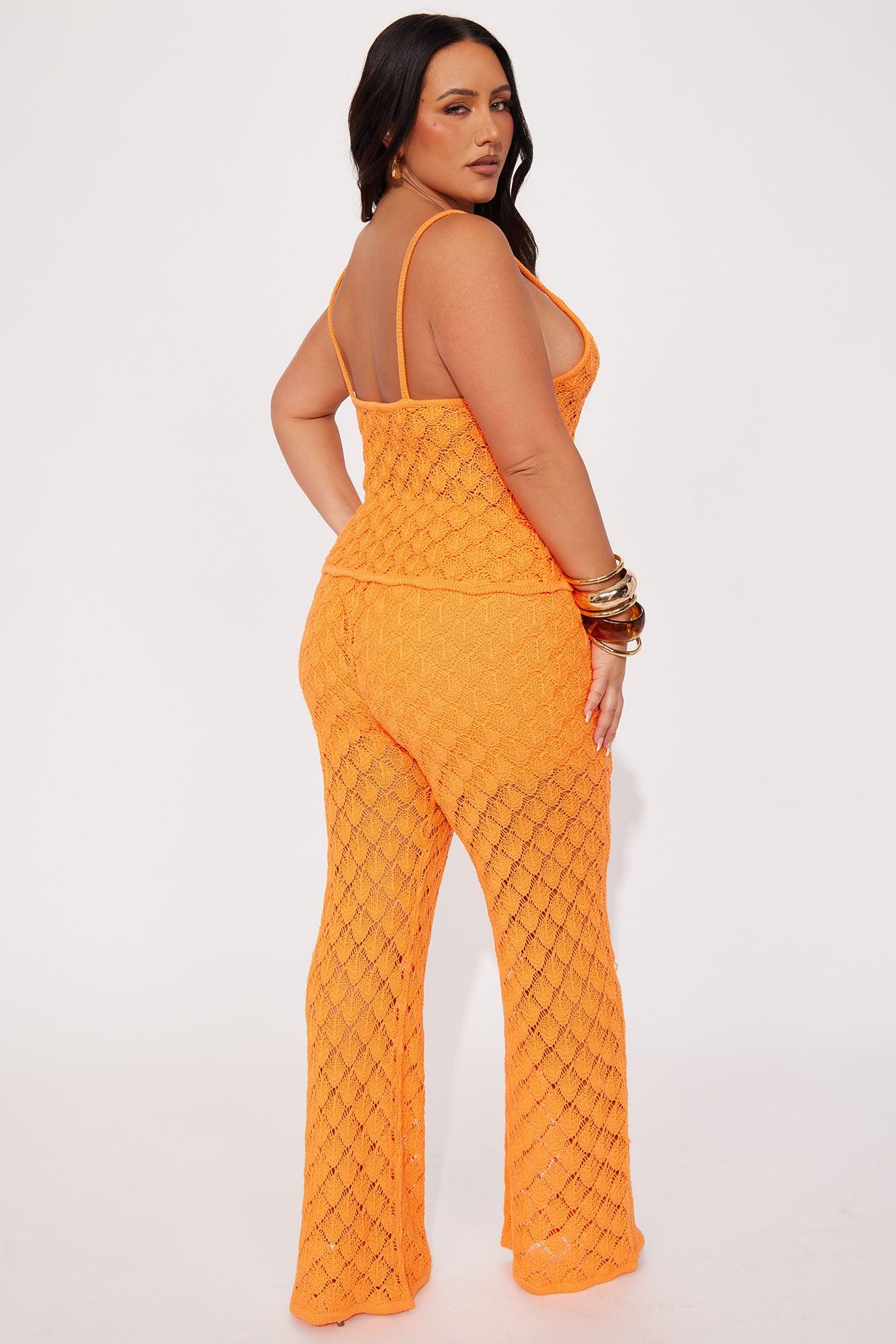Playa Tulum Crochet Pant Set - Orange Product Image