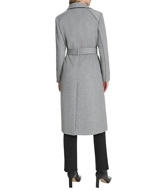 Cole Haan Wool Blend Water Resistant Stand Collar Belted Wrap Coat Product Image