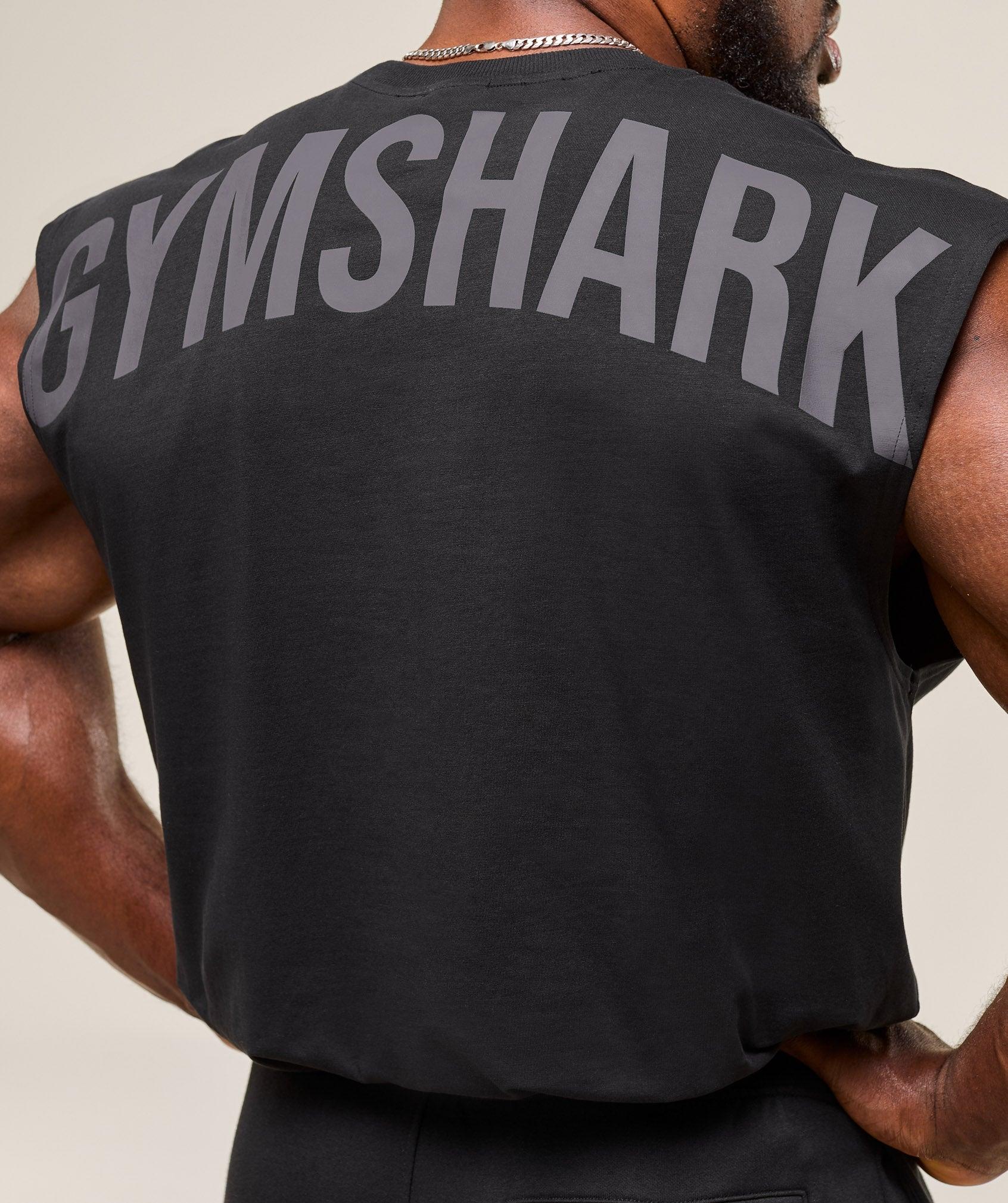 Gymshark Power Cut Off Tank - Black Male Product Image