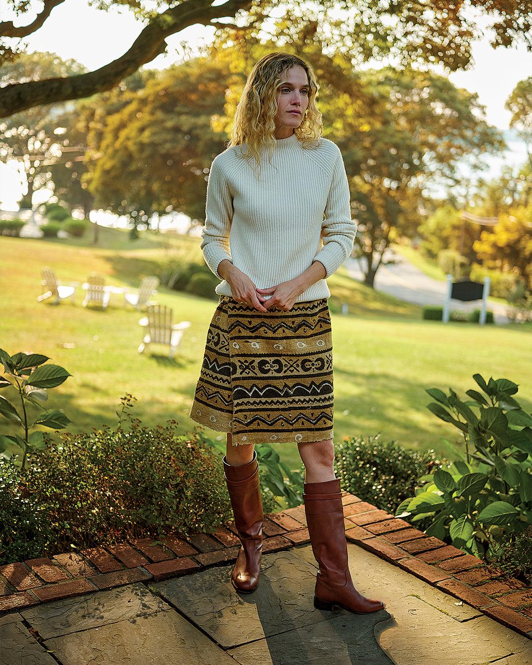 Wrap Skirt in Heavyweight Mud Cloth Product Image