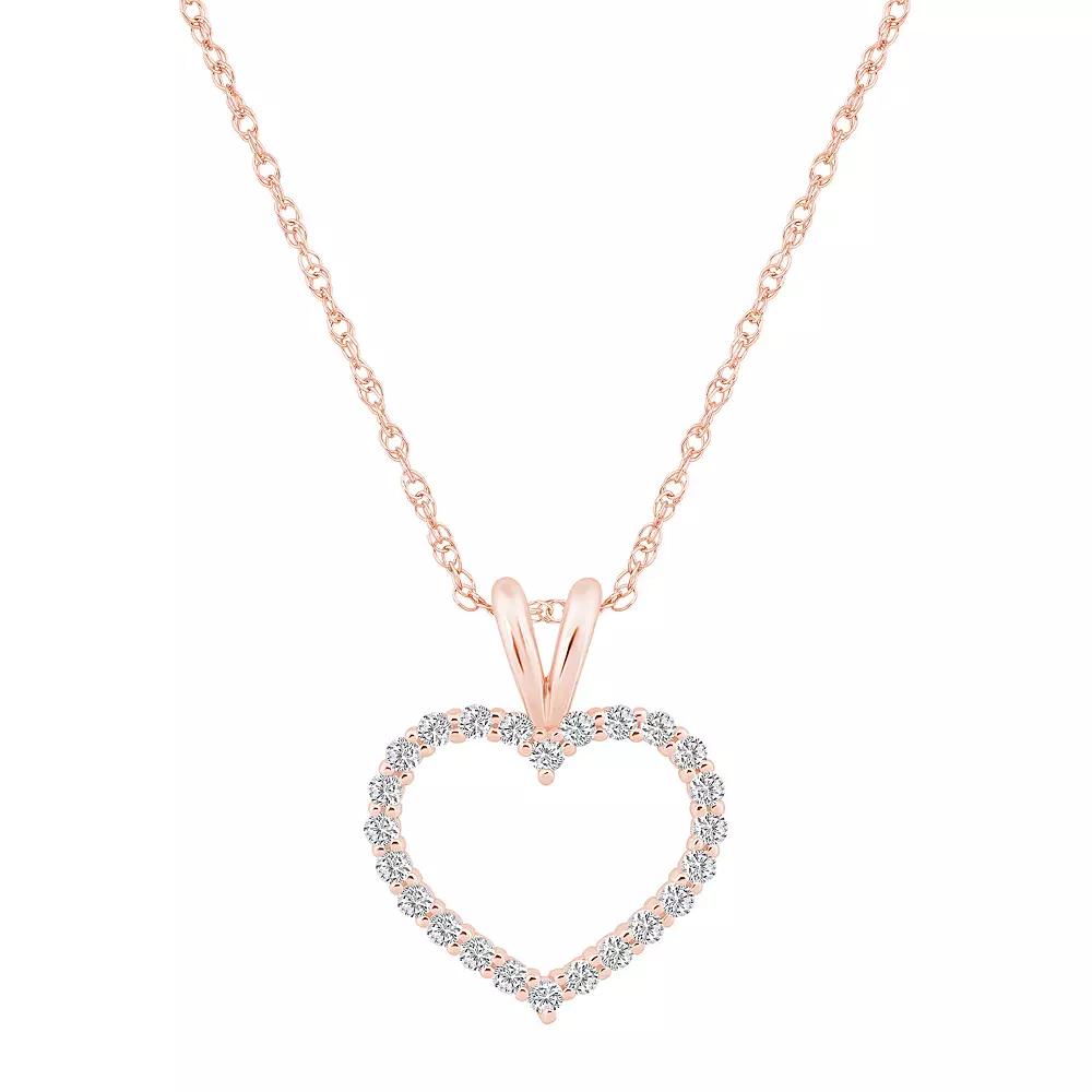 Alyson Layne 14k Gold 1/4 Carat T.W. Diamond Heart Pendant Necklace, Women's, Size: 18", 14k Rose Gold Product Image