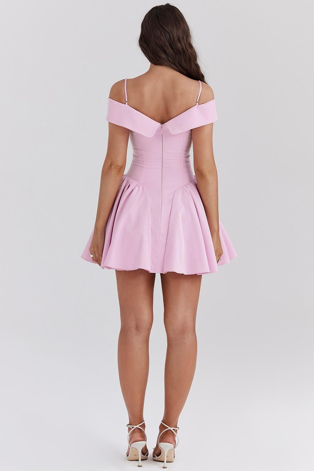 Elida  cotton candy twill off shoulder mini dress Product Image