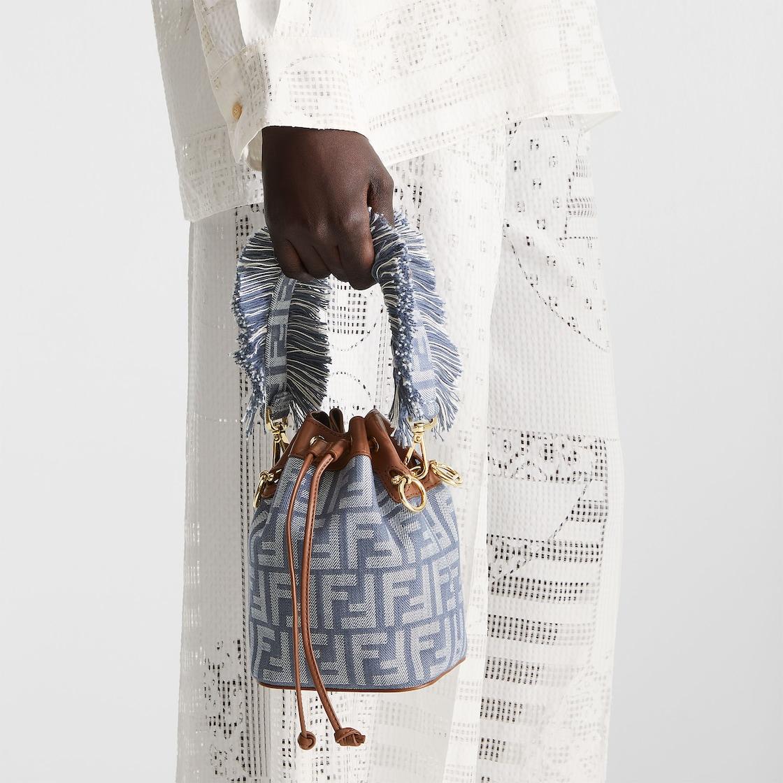 Mon TresorBlue denim-effect FF jacquard mini-bag Product Image