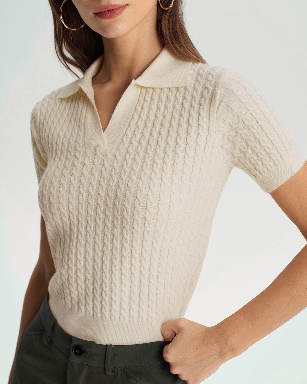 Apricot Collared Knit Tee Product Image