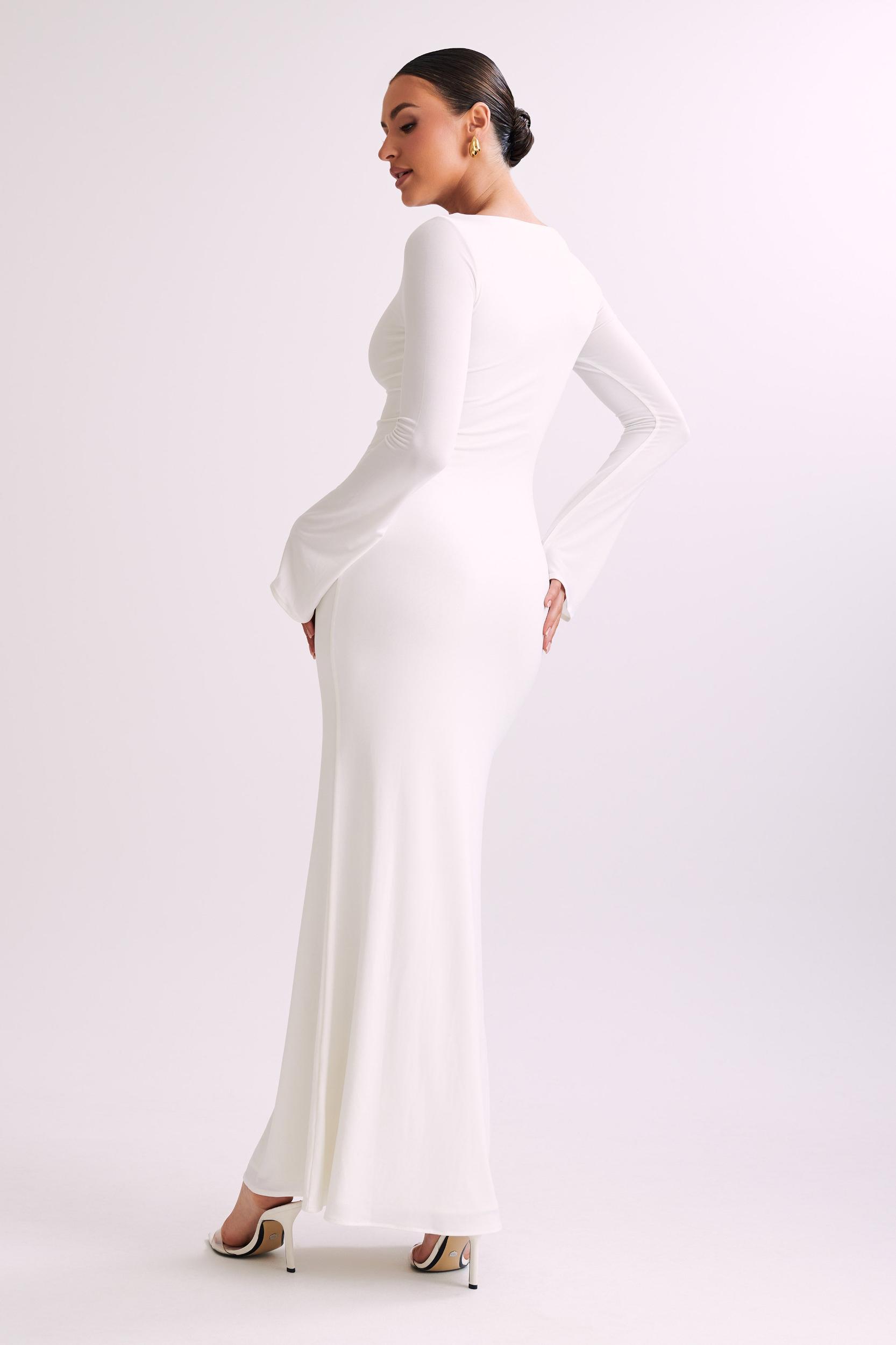 Tarna Slinky Fishtail Maxi Dress - Ivory Product Image