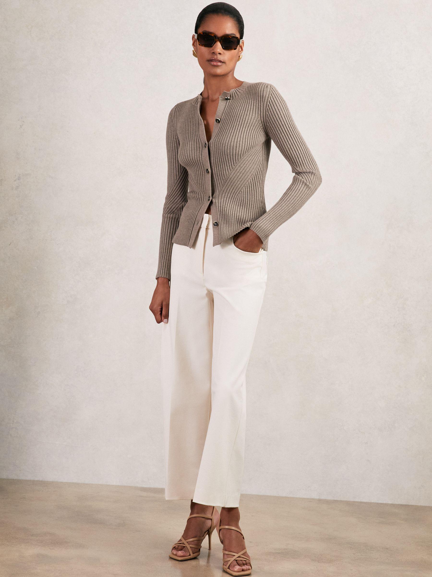 Button Front Knit Cardigan in Stone Product Image