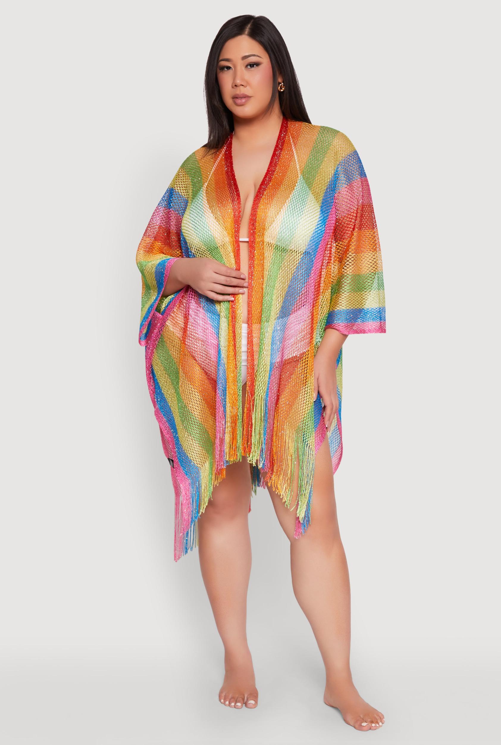 Rainbow Stripe Cover Up Kimono Female Product Image
