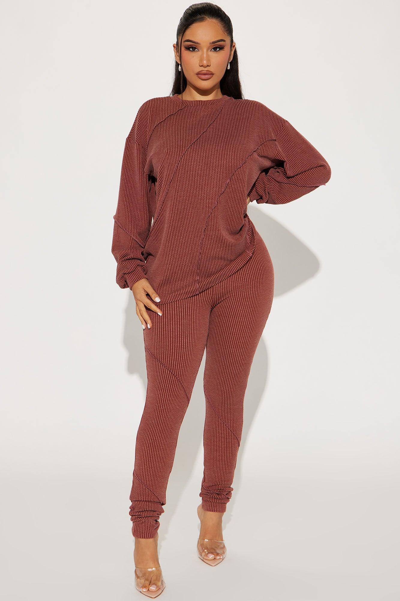 Lounge Vibes Legging Set - Brown Product Image
