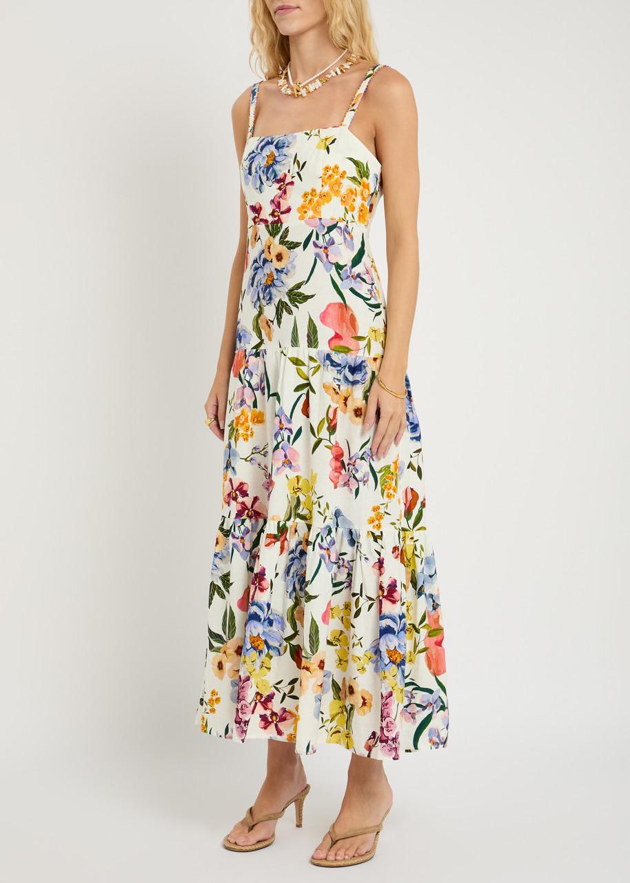 FARM RIO Off-white Greek Garden Lenzing Ecovero Euroflax Maxi Dress In Greek Garden Off-white Product Image