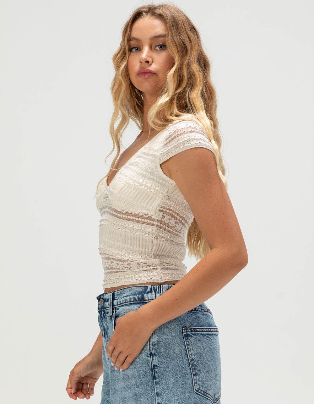 FULL TILT Womens Lace Top - CREAM Product Image