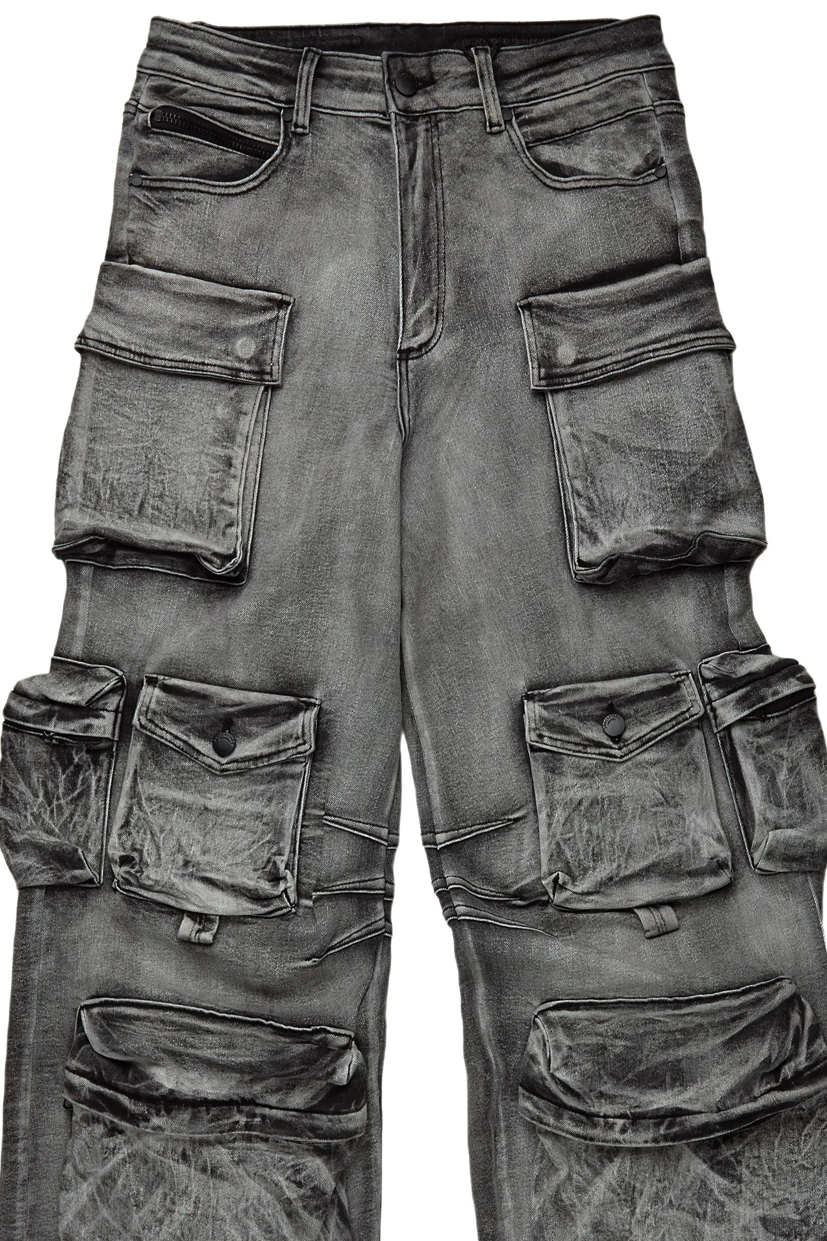Mahesh Dark Grey Baggy Cargo Jean Male Product Image