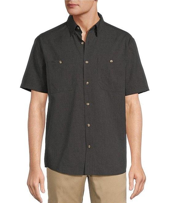 Roundtree & Yorke Performance The Charter Vented Chambray Short Sleeve Solid Fishing Sport Shirt Product Image