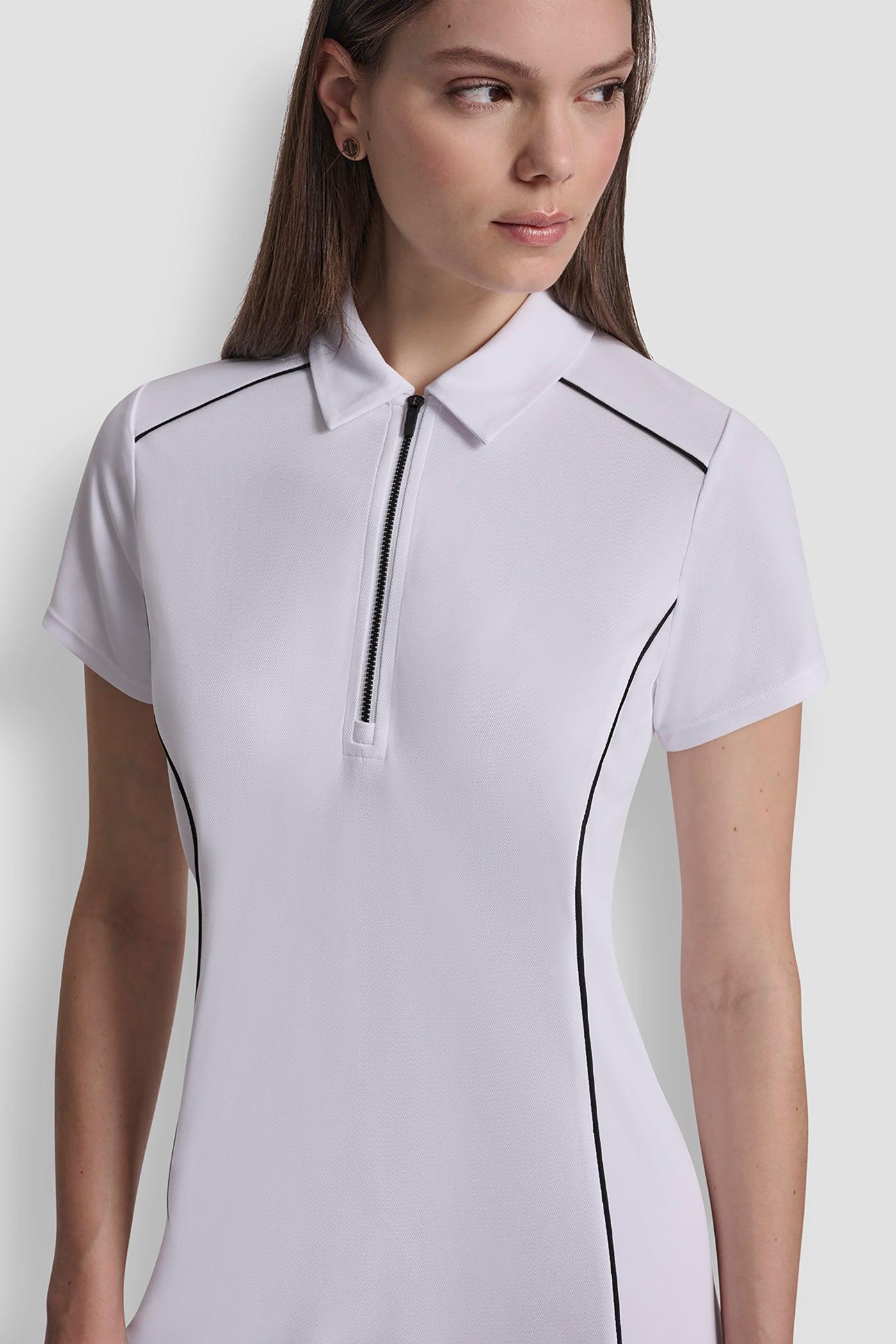 HALF-ZIP POLO DRESS WITH CONTRAST PIPING Product Image