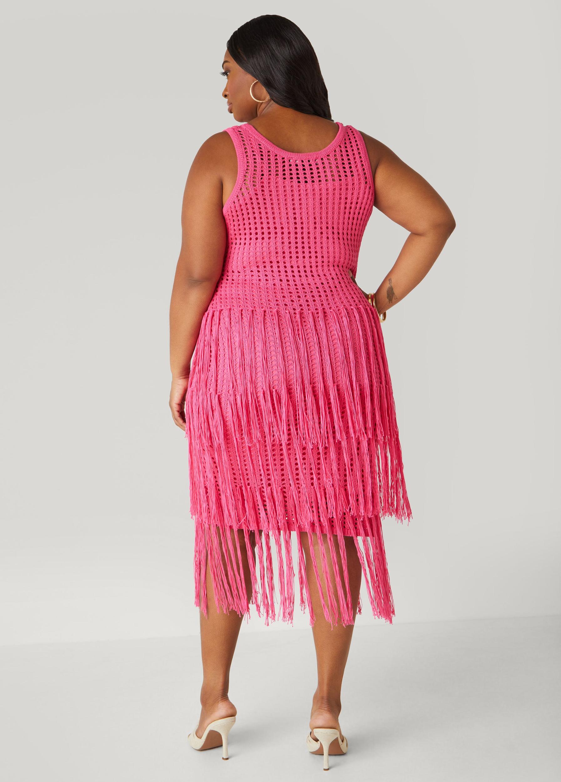 Fringed Crochet Tank Dress Product Image