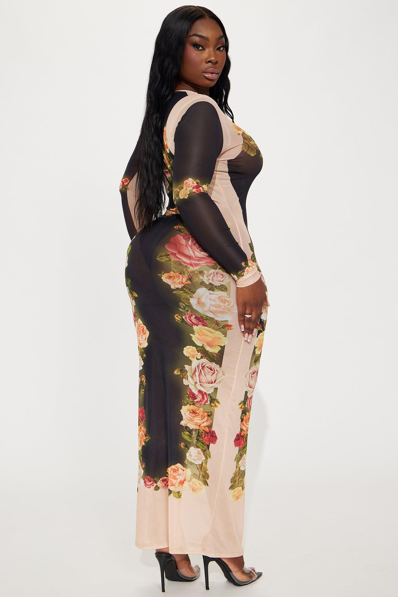 Venus Mesh Maxi Dress - Tan/Multi Product Image