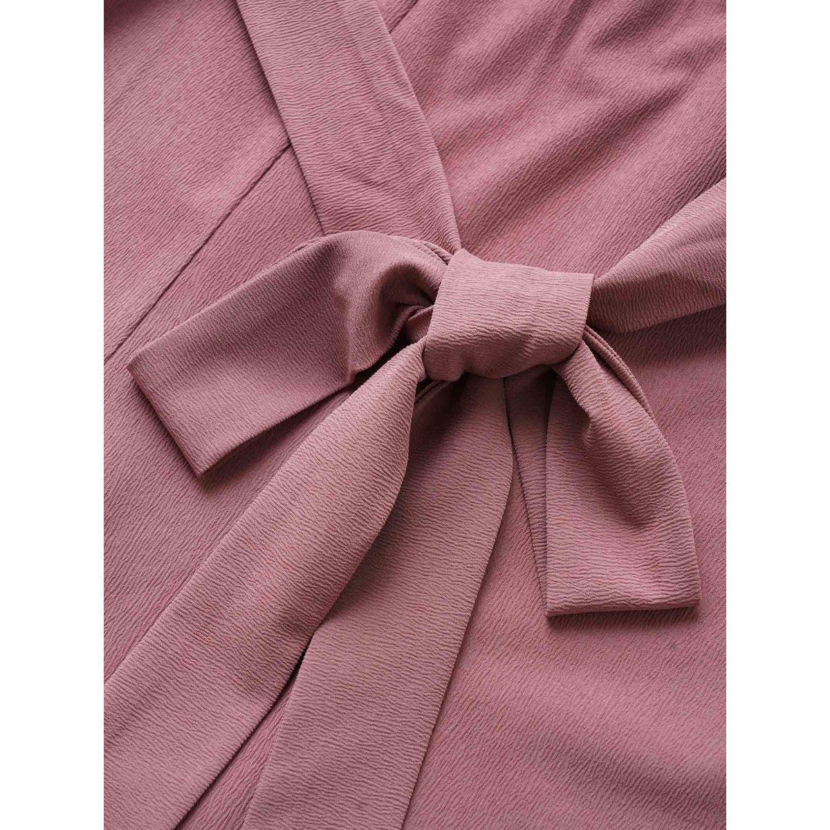 Plus Size Russet Plain Flutter Trim Cap Sleeve Belted Jumpsuit Women Elegant Cap Sleeve Overlap Collar Everyday Loose Jumpsuits BloomChic 10/M Product Image