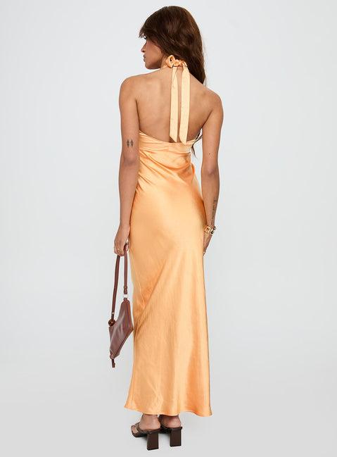Good For You Halter Maxi Dress Orange Product Image