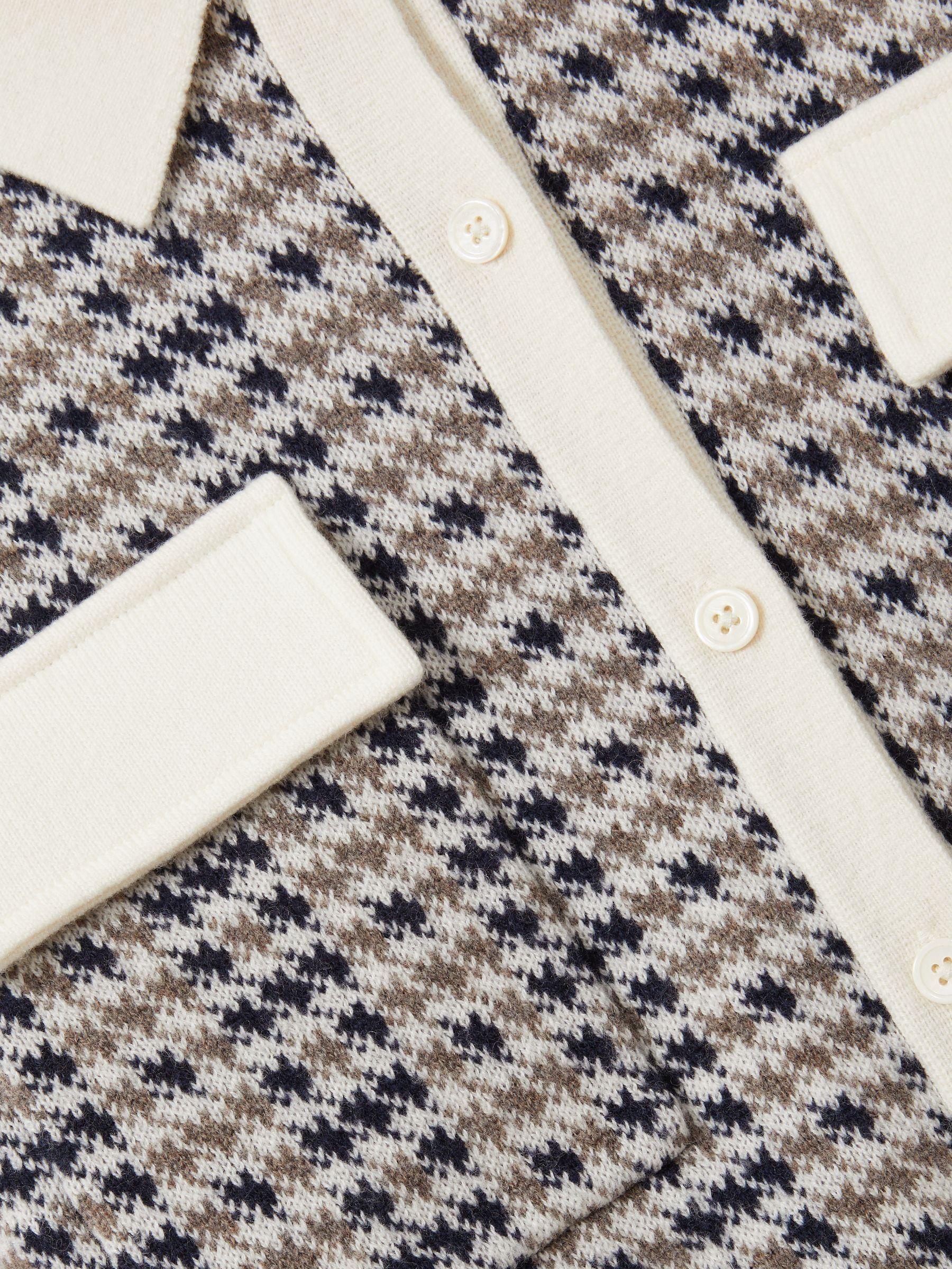 Wool-Cashmere Houndstooth Cardigan in Navy/Camel Product Image