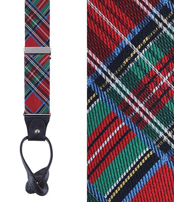 Trafalgar Nicholas Holiday Tartan Plaid Silk Button End Suspenders Product Image