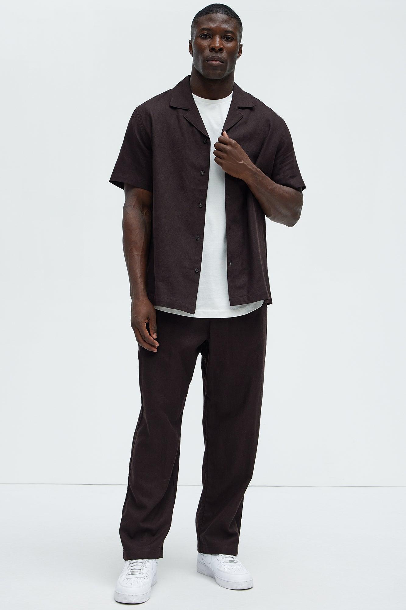 Bahamas Straight Linen Pants - Brown Product Image