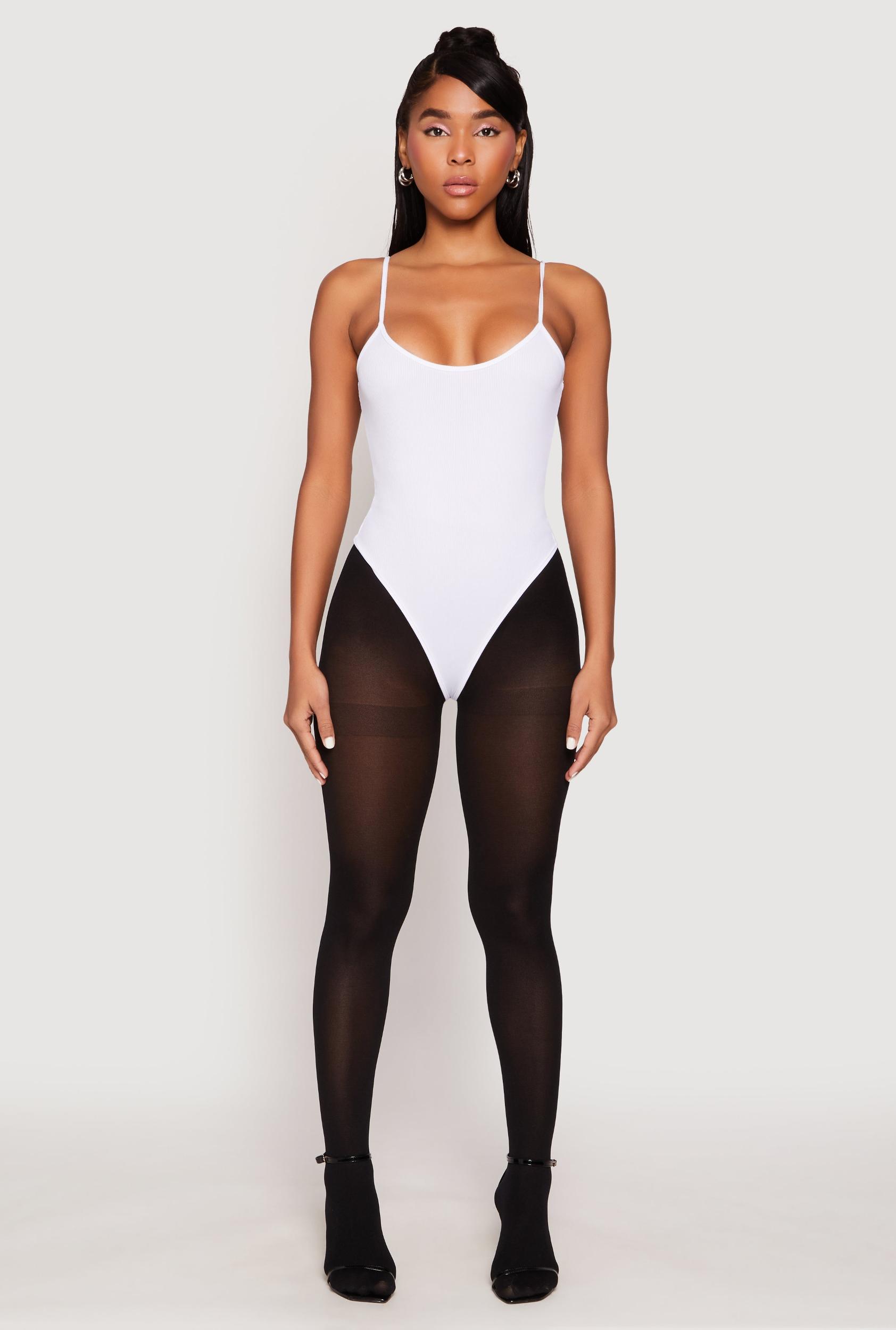 Womens Daisy Rib Knit Cami Thong Bodysuit Product Image