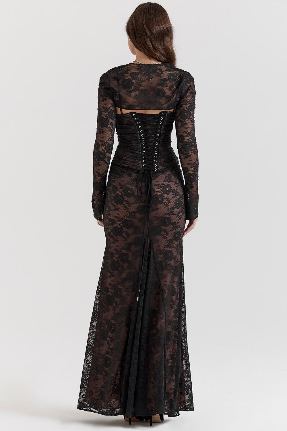 Artemis  black lace maxi dress Product Image