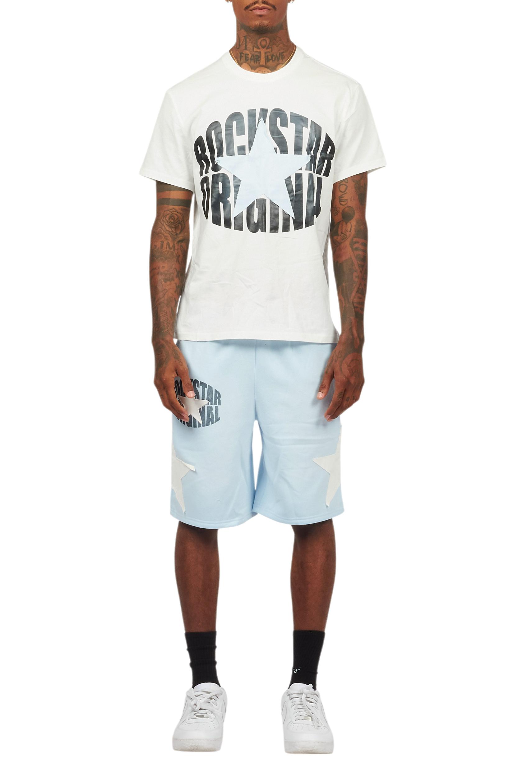 Sarge White/Blue T-Shirt/Short Set Male Product Image