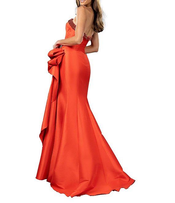 Terani Couture Stretch Mikado Embellished Strapless Ruffle Mermaid Gown Product Image