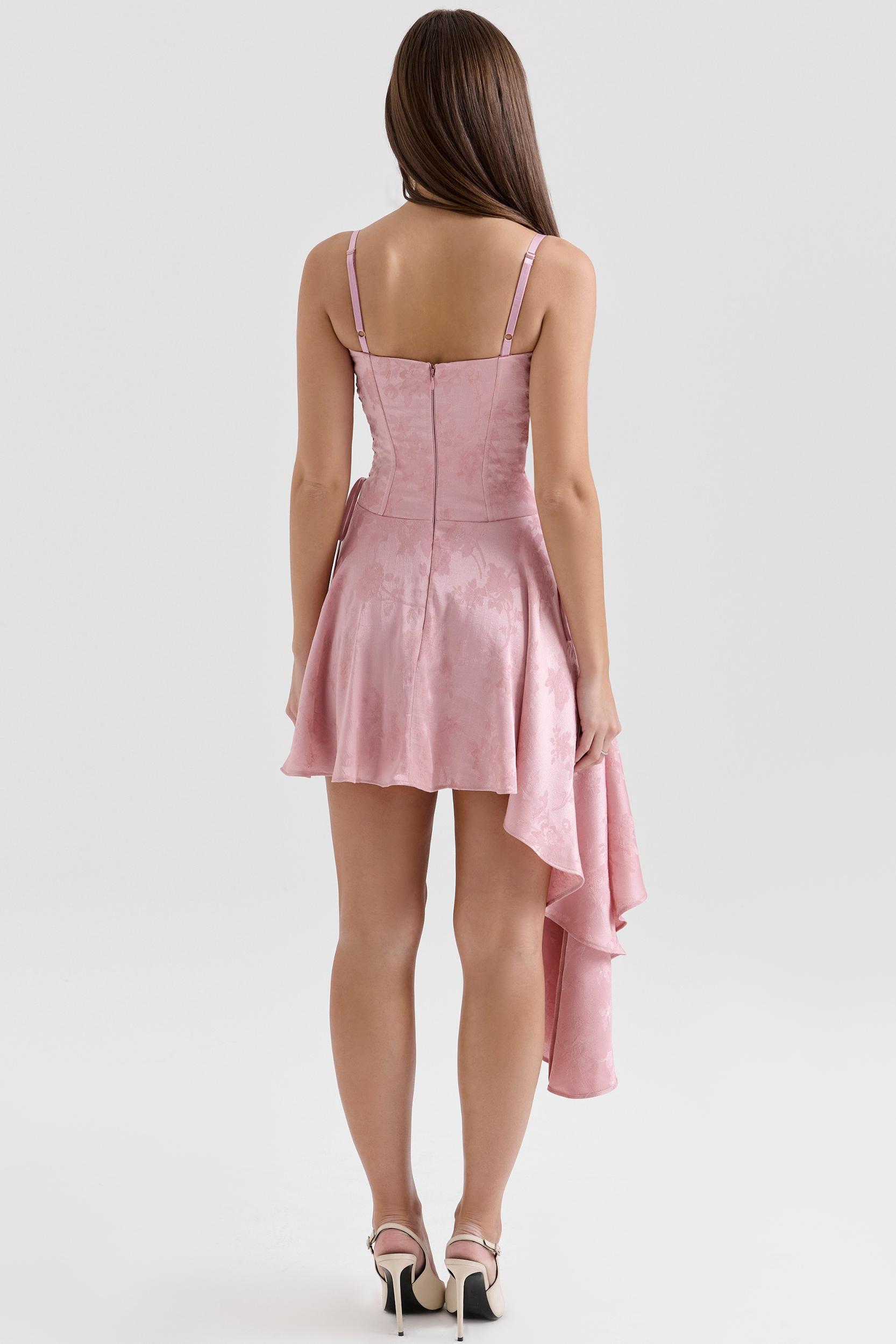 Lola  pink jacquard draped mini dress Product Image