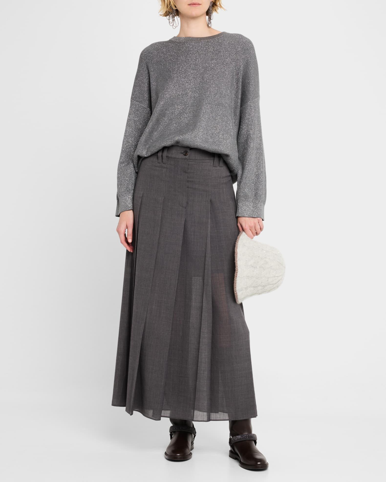 Pleated Wool Gauze Sartorial Maxi Skirt Product Image