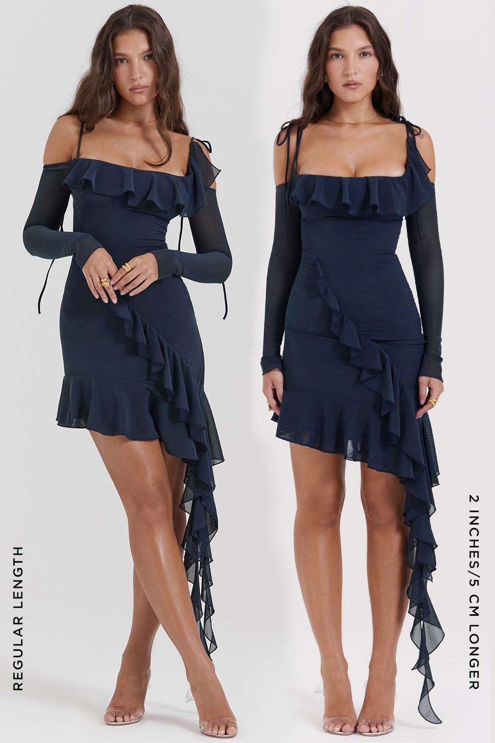 Kiki  french navy ruffle mini dress Product Image
