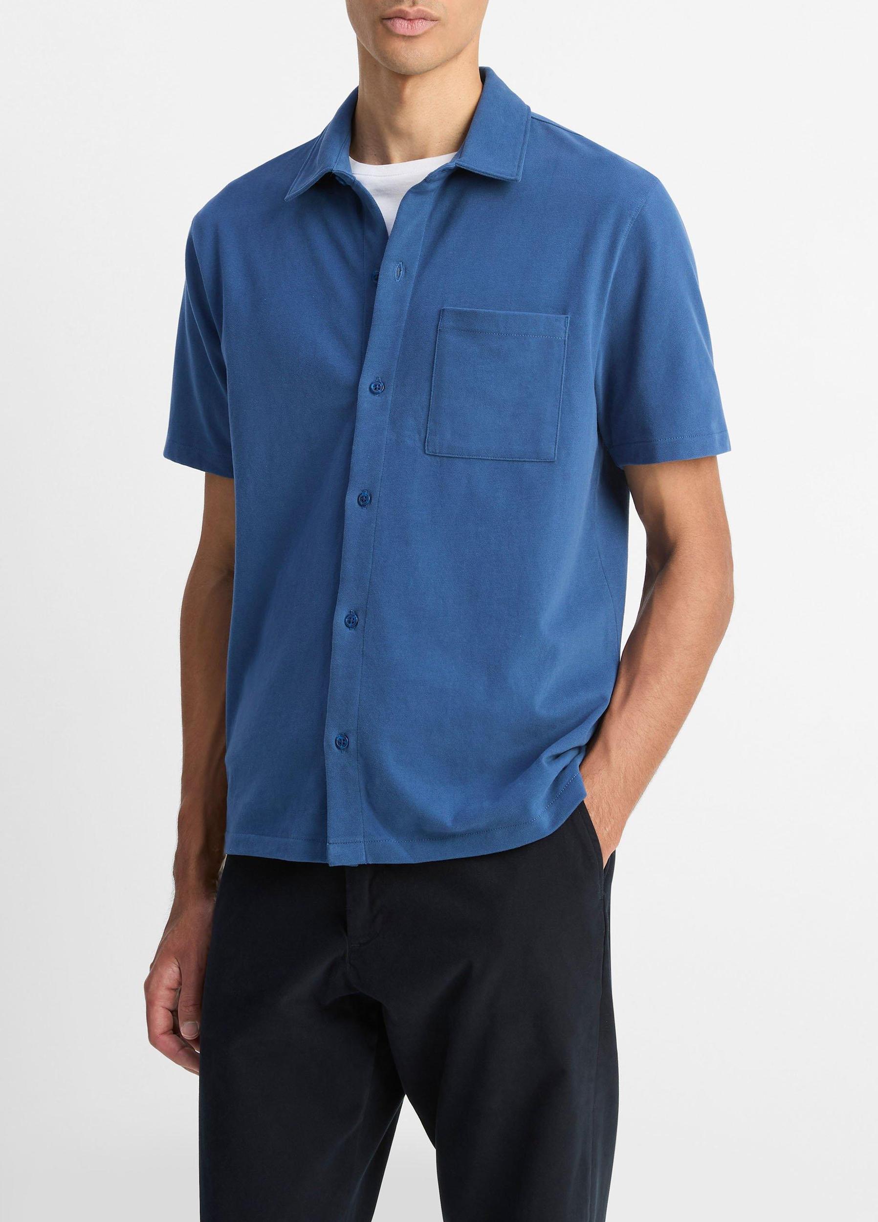 Sueded Cotton Jersey Button-Front Shirt Product Image