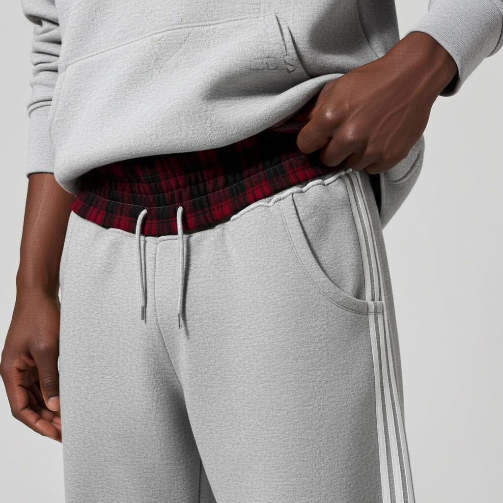 Men's Double Layer Baggy Stripes Sweatpant Product Image