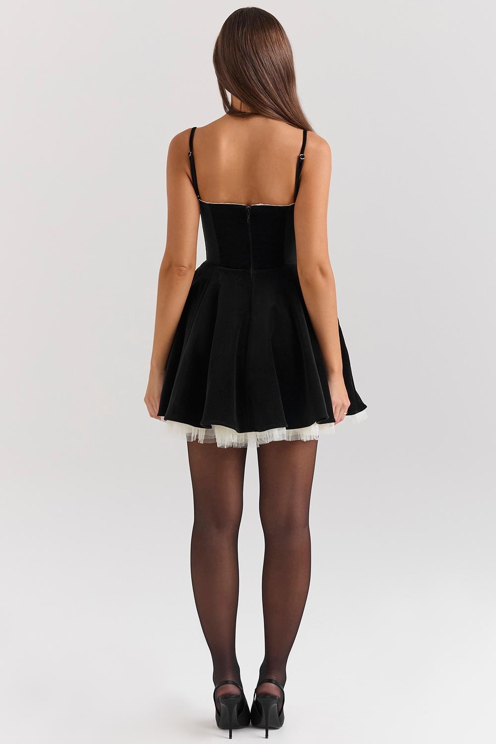 Minimoiselle  black velvet tulle mini dress Product Image