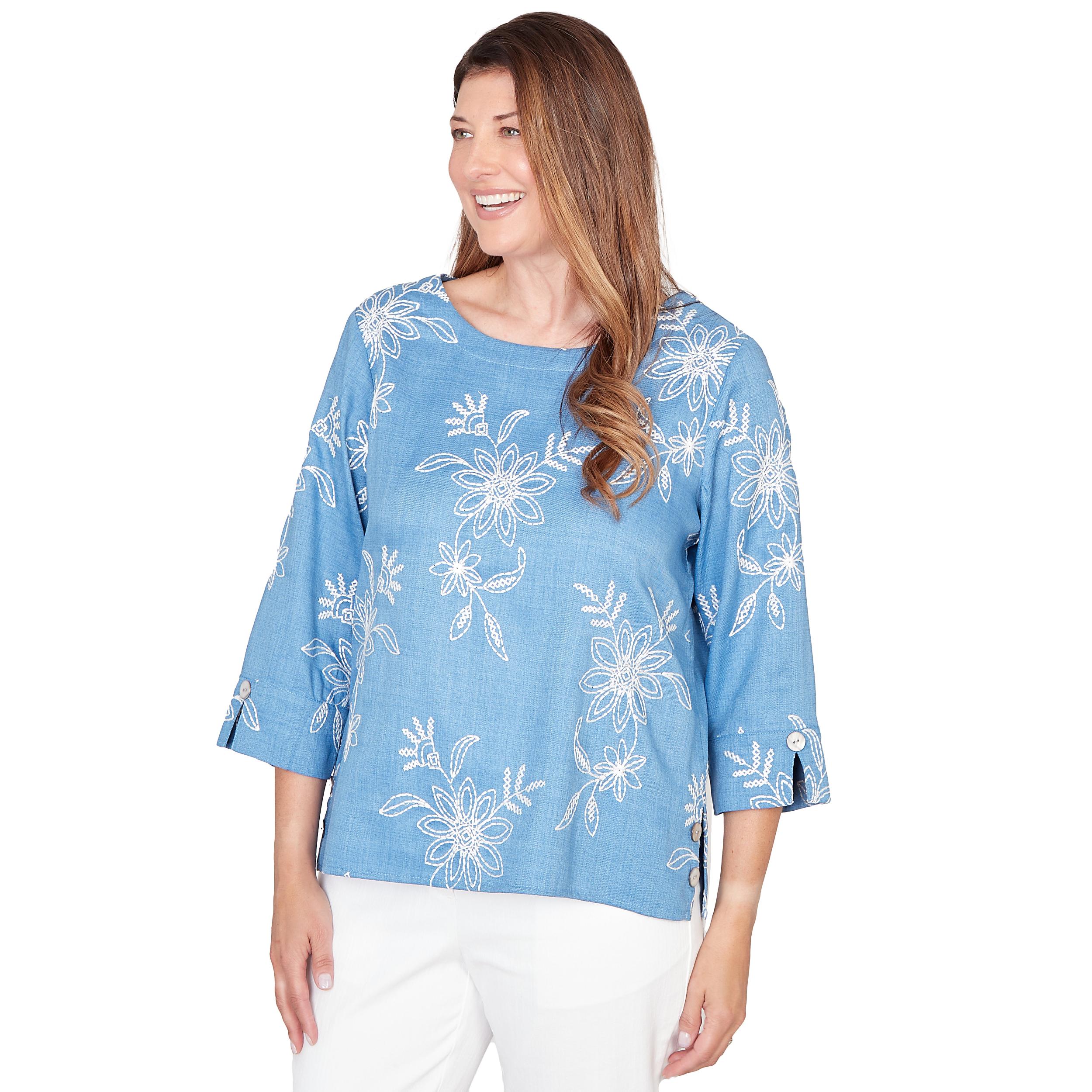 Alfred Dunner Tossed Floral Embroidered Top Product Image
