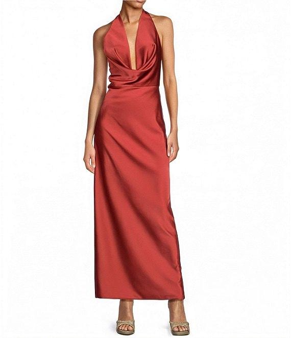 Gianni Bini Tasha Halter Cowl Neck Satin Slip Maxi Dress Product Image