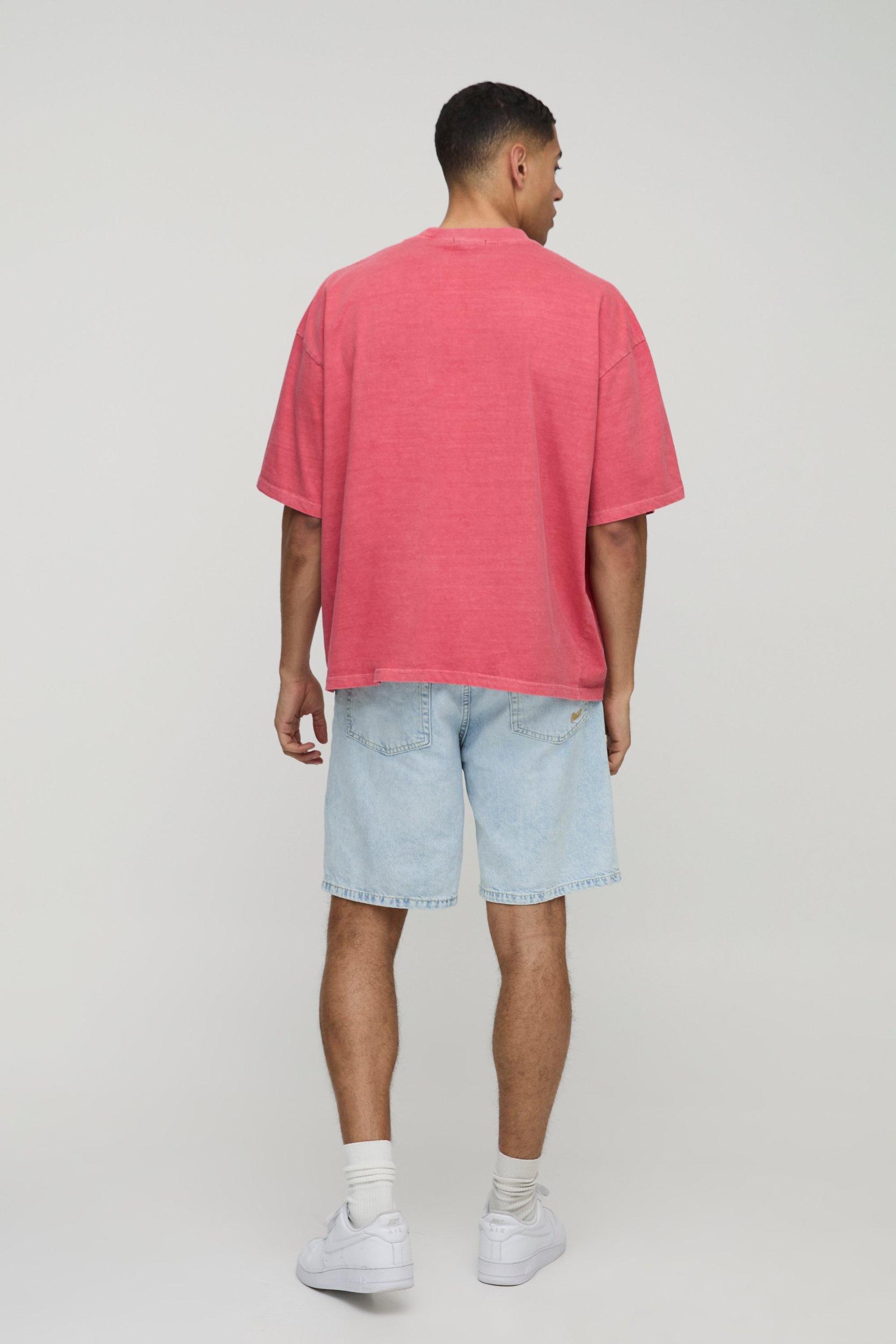 Oversized Boxy Extended Neck Floral Puff Print T-Shirt | boohooMAN USA Product Image