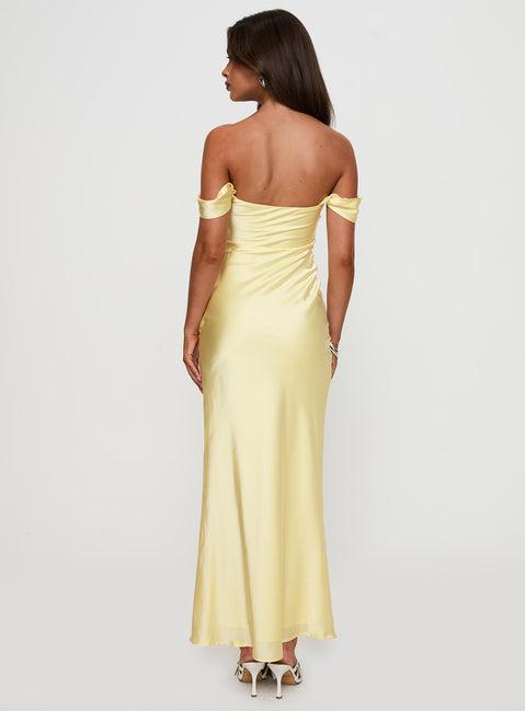 Azura Off The Shoulder Maxi Dress Yellow Product Image