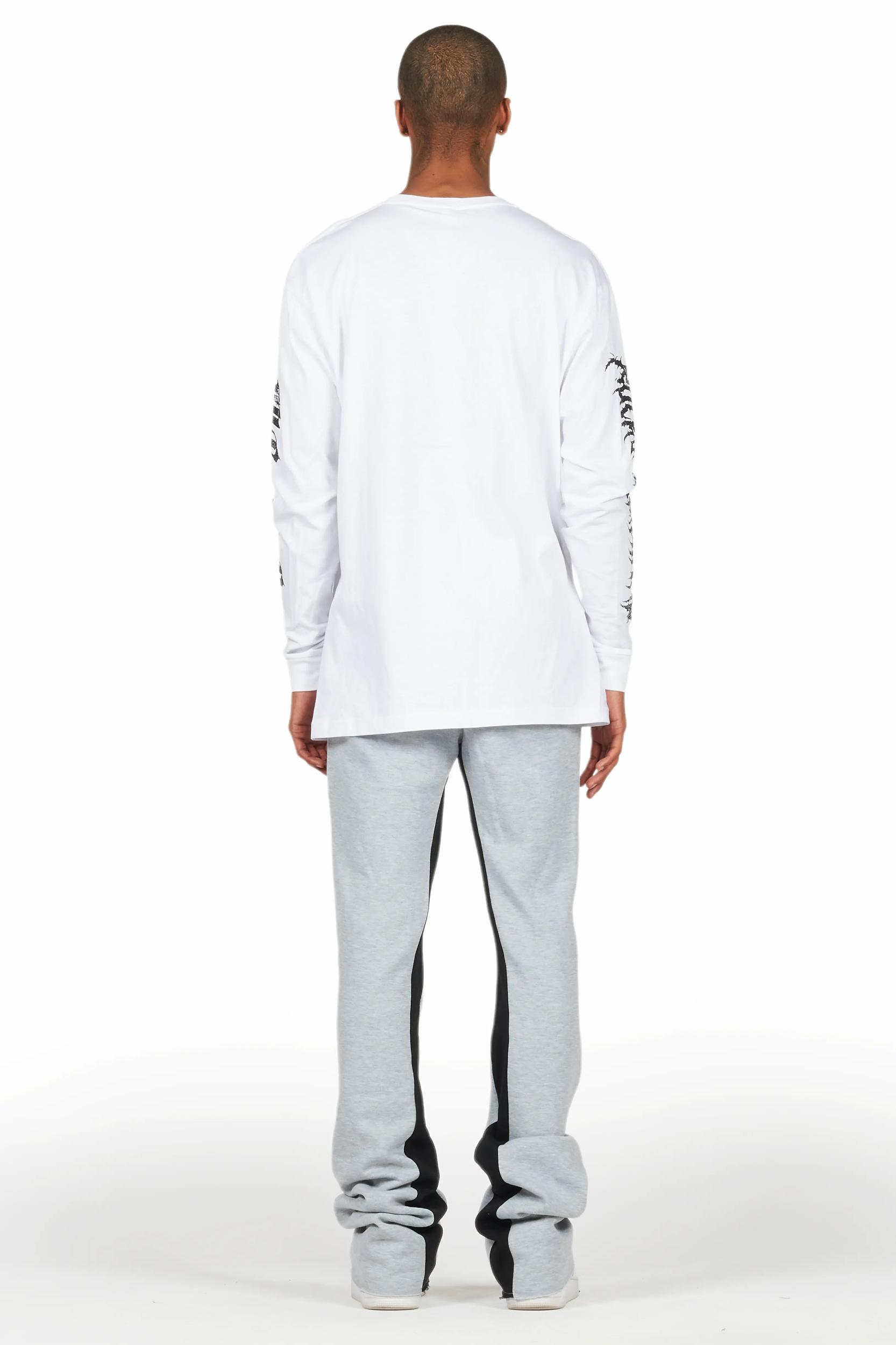 All Seeing Eyes White/Grey Long Sleeve T-Shirt/Baggy Pant Set Male Product Image
