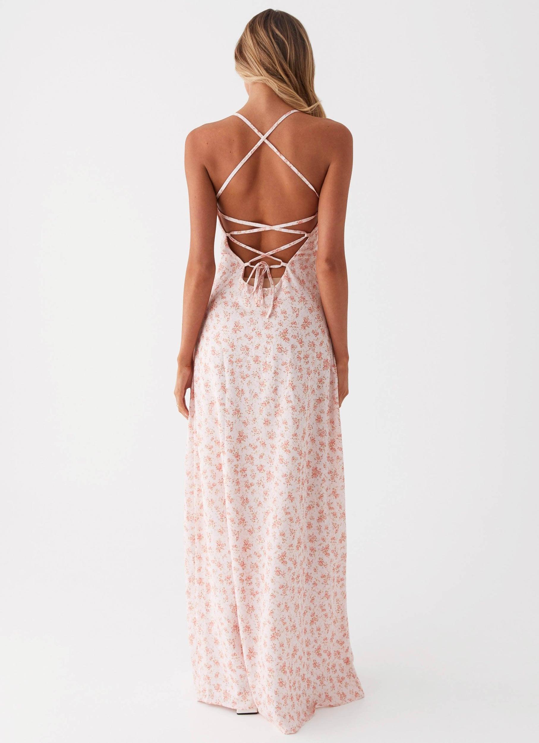 Aveline Bustier Maxi Dress - Pink Ditsy Floral Product Image
