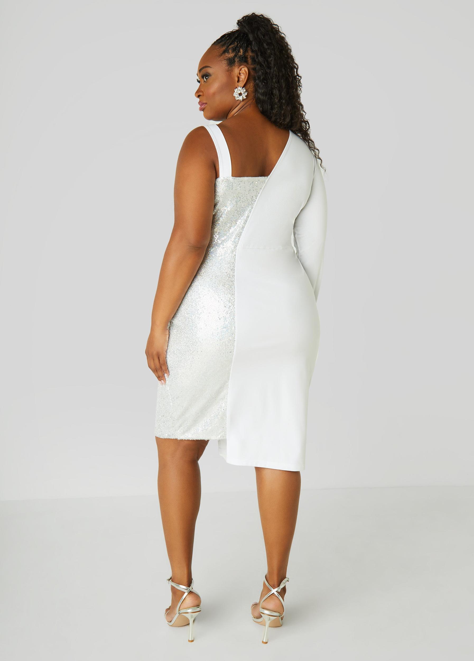 Plus Size Asymmetric Sequined Blazer Dress Ashley Stewart Product Image