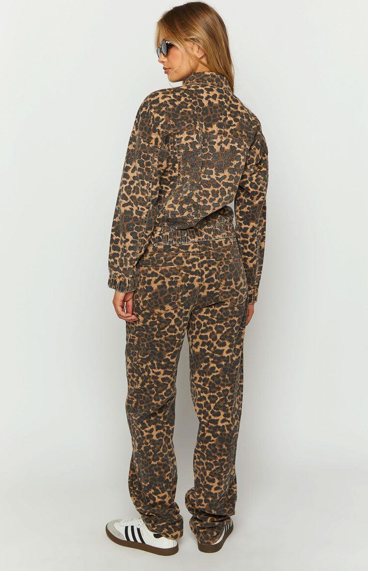Lioness Carmela Leopard Print Denim Jacket Girls Product Image