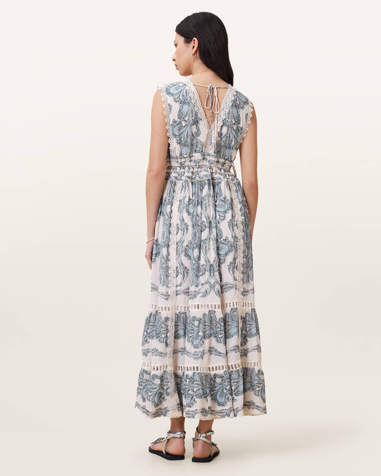 Xanthe Lace-Trimmed Maxi Dress LITA SOFT BLUE | ALLSAINTS US Product Image