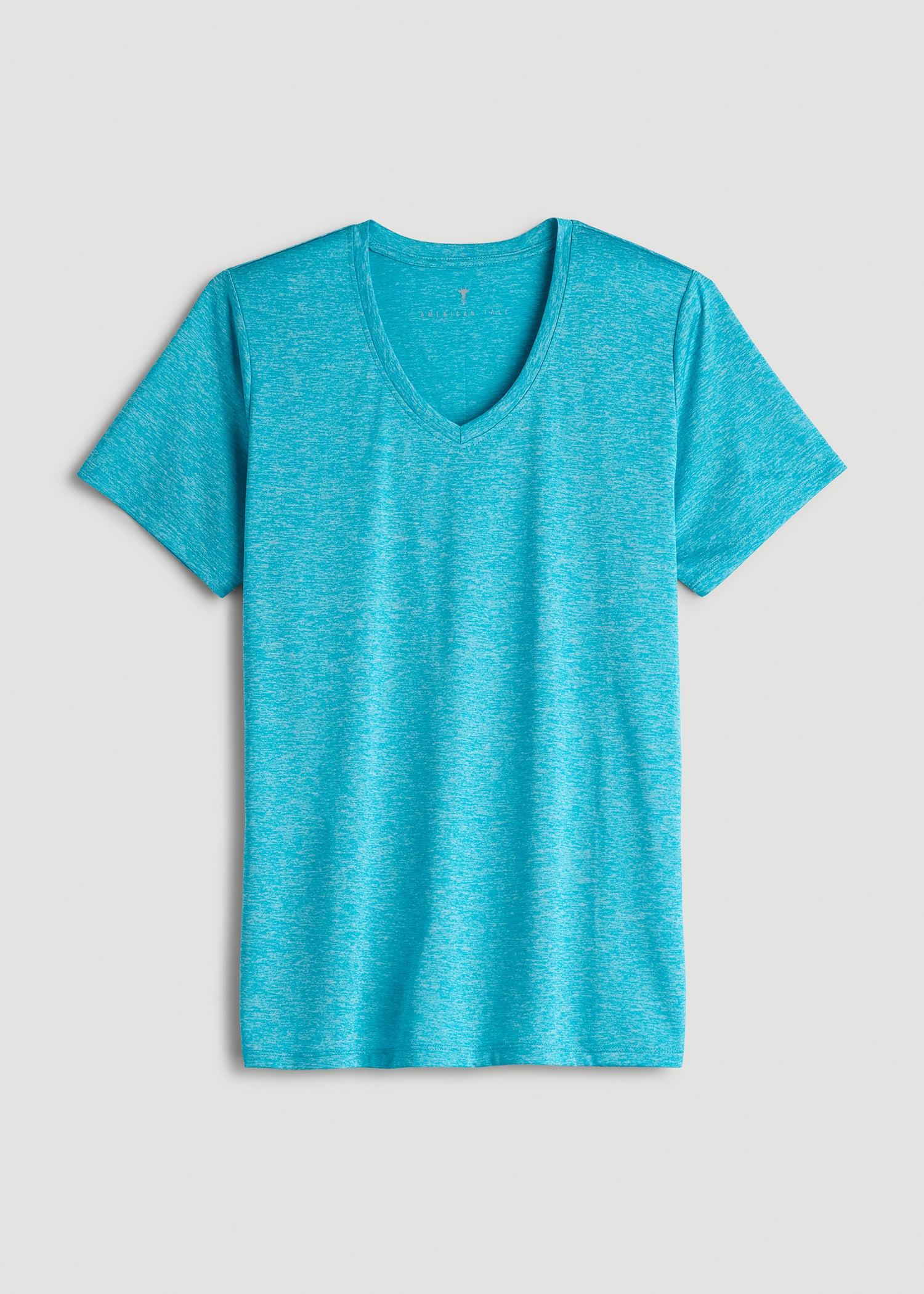 Short Sleeve Active V Neck T-Shirt for Tall Women in Scuba Blue Mix Female Product Image
