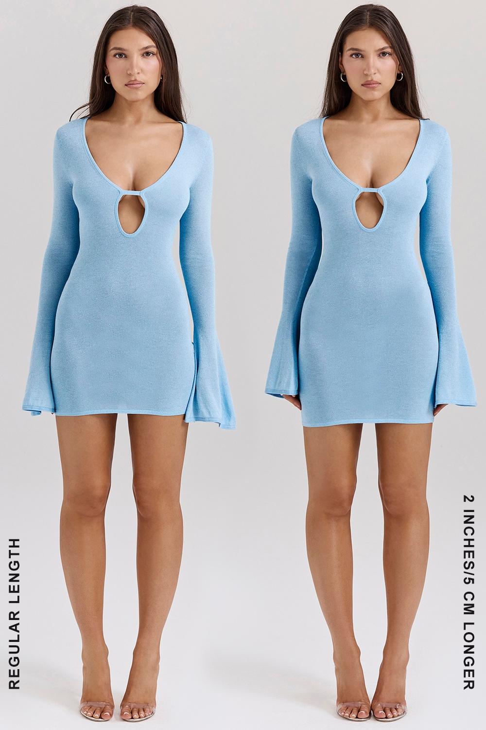 Noya  ocean blue knit mini dress - sale Product Image