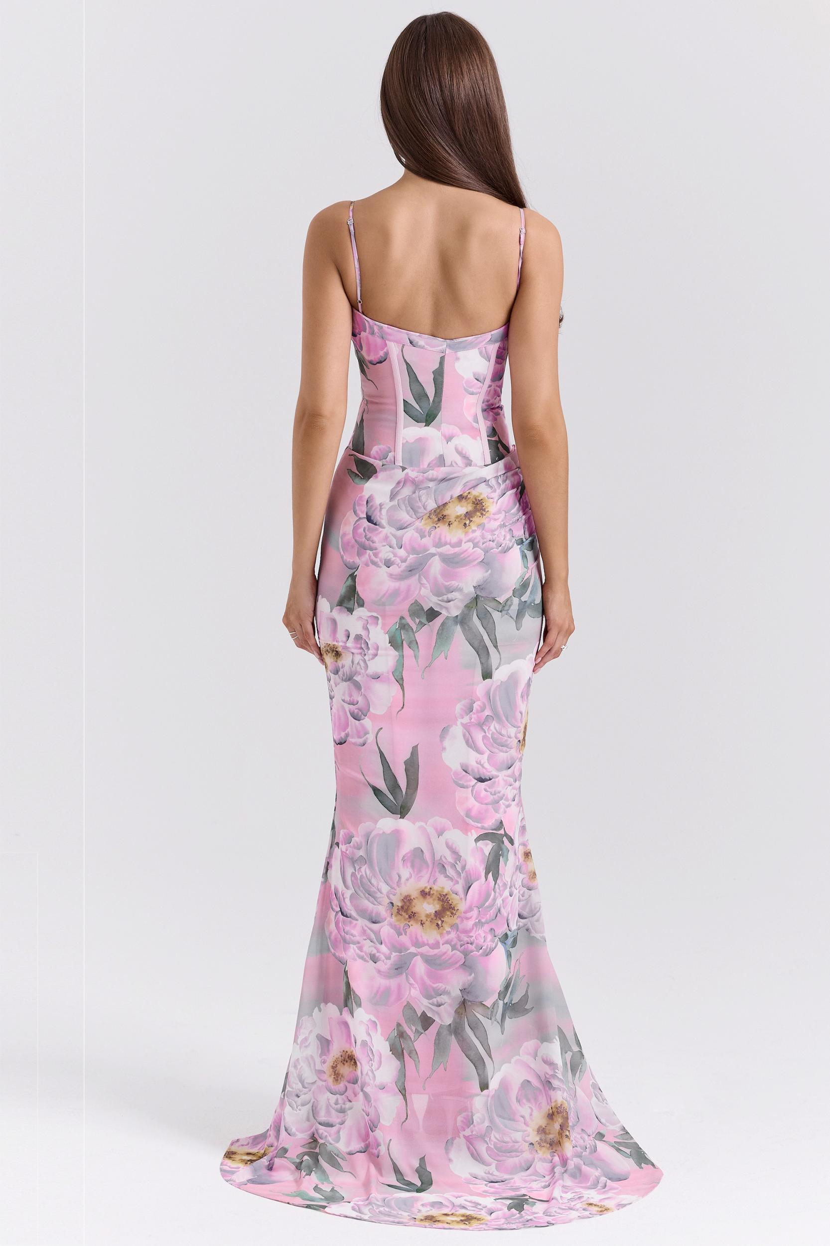 Antonina  pink floral corset maxi dress - sale Product Image
