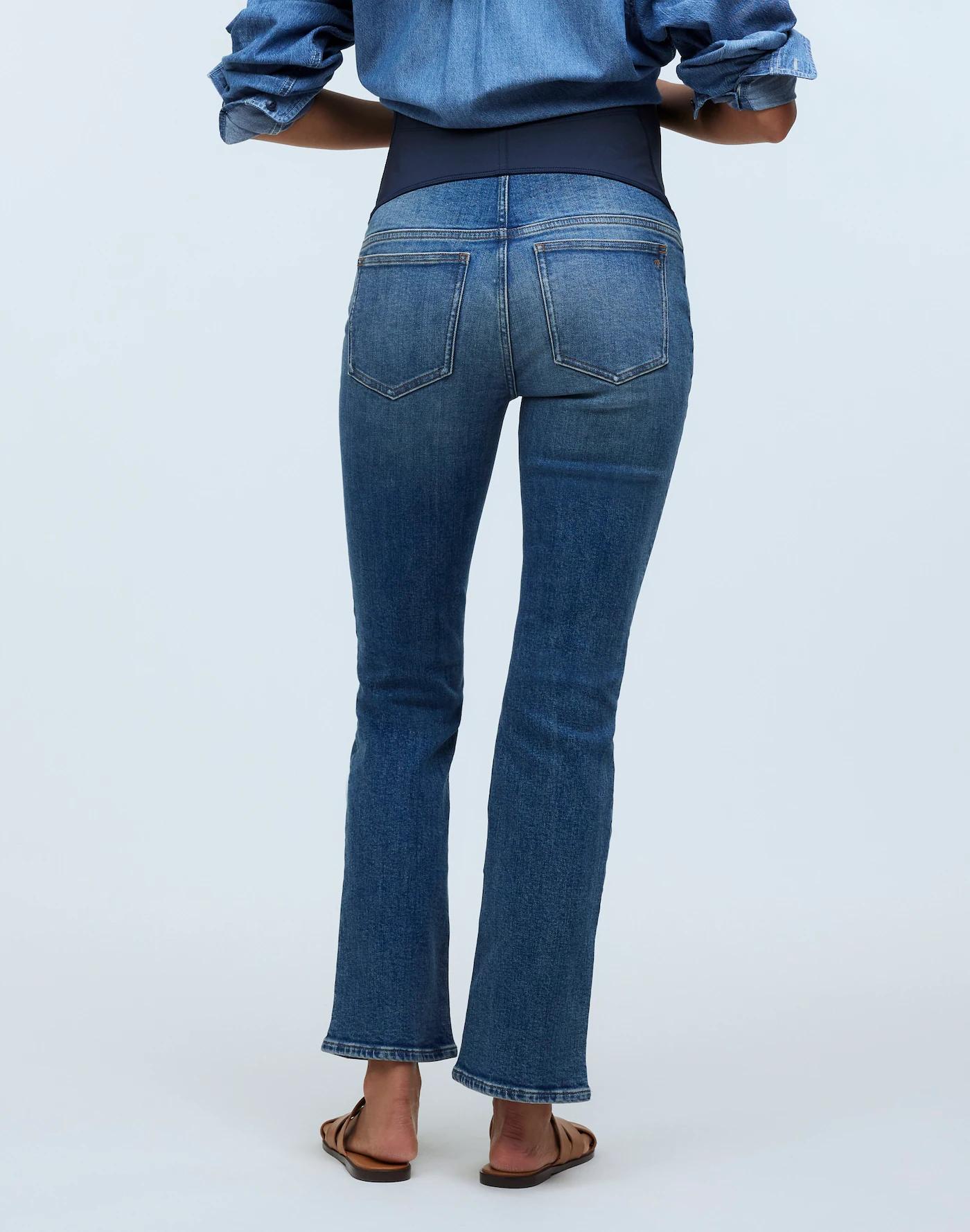 Maternity Over-the-Belly Kick Out Crop Jeans in Oneida Wash Product Image